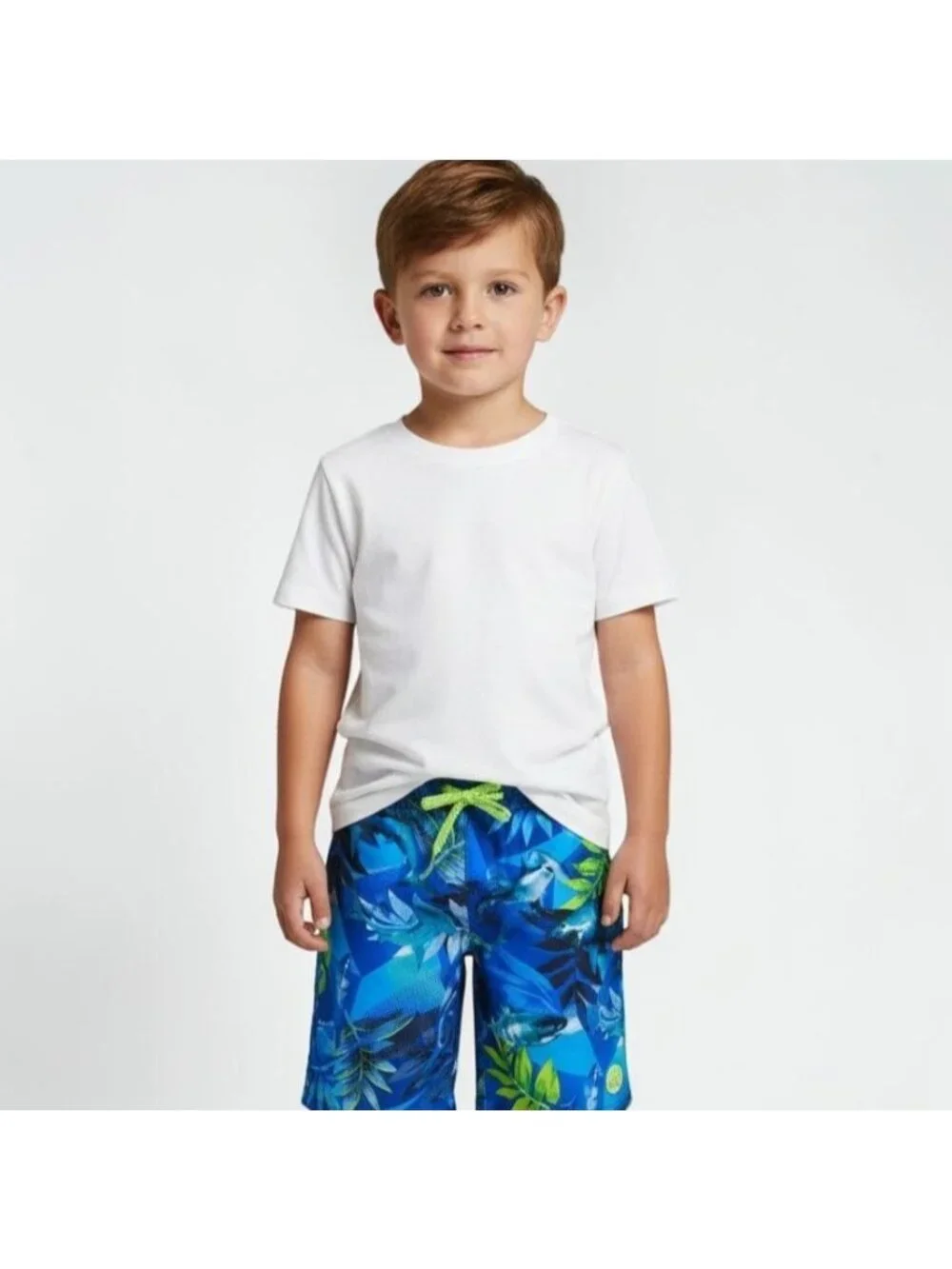 Boys Shark Swim Trunks 5/6 Medium ZeroXposur UPF 50+ Lined Beach Shorts NEW